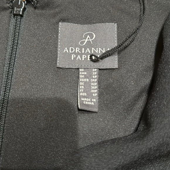 NWT- Adrianna Papell Scalloped Crepe Sheath Dress Black Size 2 Petite - Picture 6 of 6